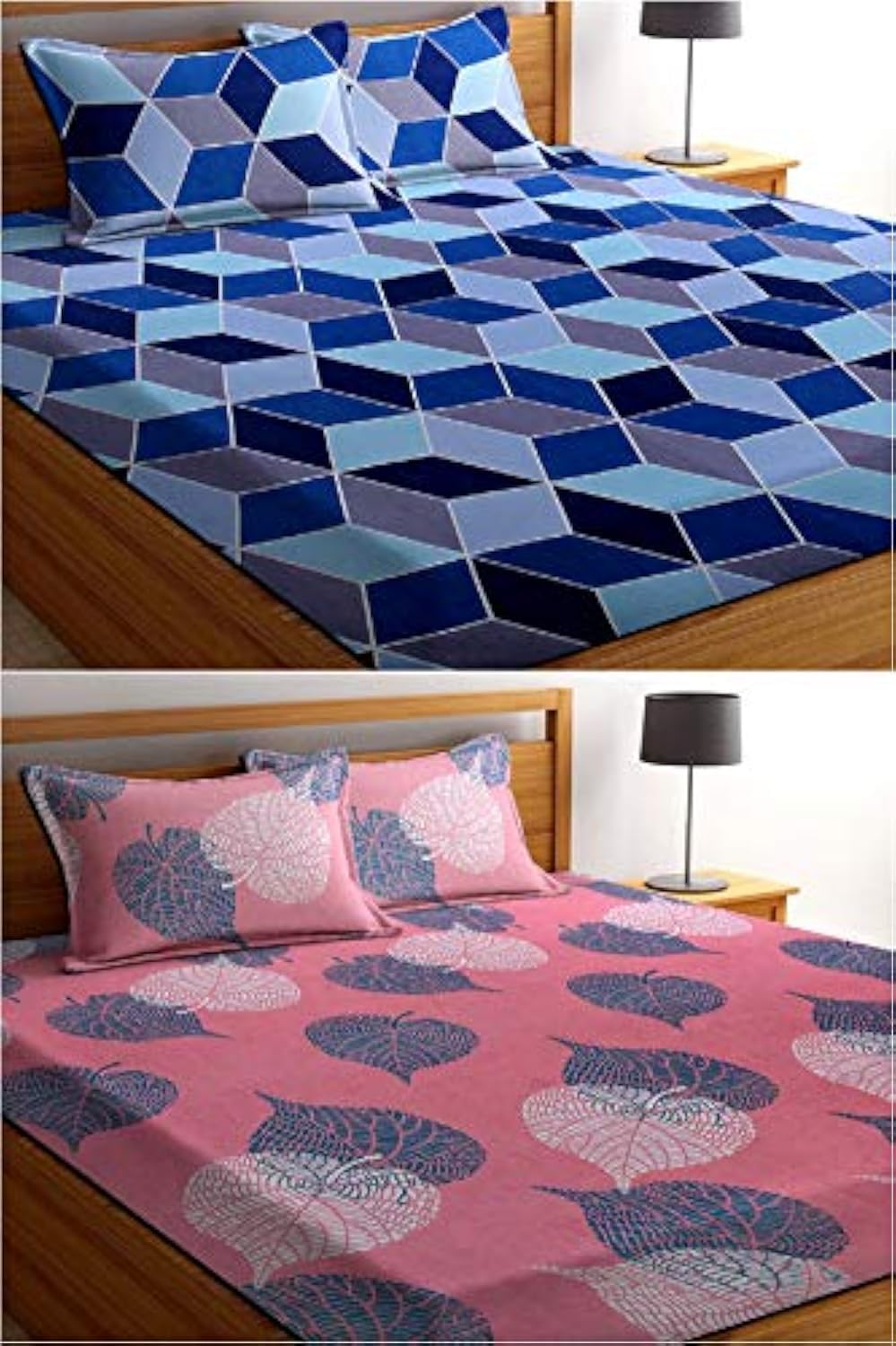 Printed Double 2 Bedsheet With 4 Pillow Covers - 90 X 90 Inches, Multicolor | Super Soft Premium Brushed Glace Cotton Bedsheet - Hand Wash Only