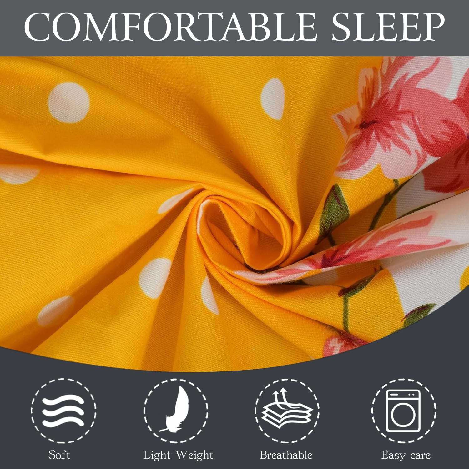 Microfiber Single Bedsheet Set With 1 Pillow Covers (60 X 90 Inches) Yellow & White | Durable & Long-Lasting | 144 Thread Count | Wrinkle Free