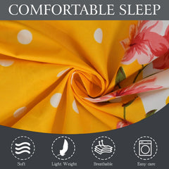 Microfiber Single Bedsheet Set With 1 Pillow Covers (60 X 90 Inches) Yellow & White | Durable & Long-Lasting | 144 Thread Count | Wrinkle Free
