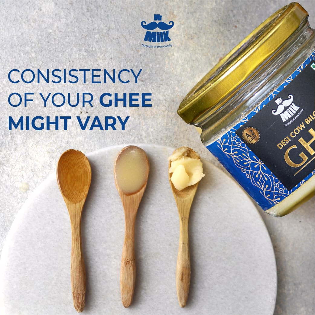 Pure Natural Desi Cow Bilona Ghee By Mr. Milk | Rich In Nutrients & Energy Healthy Pure Desi Ghee Good For Diet | (250ml) 8.4 Ounce | Jar Pack