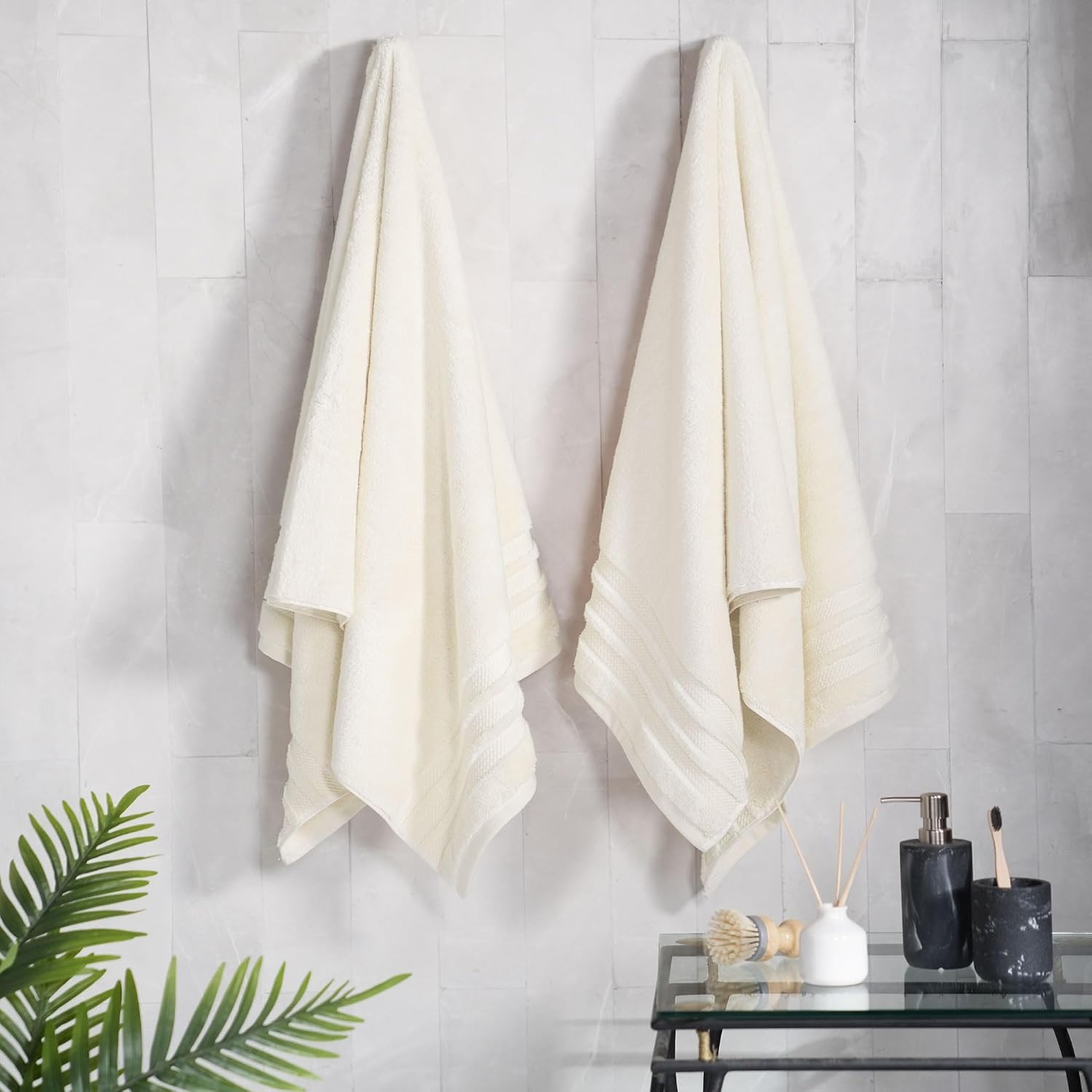 Mytrident Finesse 100% Cotton Bath Towels 1200 Gsm (Linen) -2 Piece