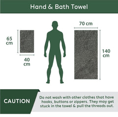 Heelium Bamboo Towel Set 2 Bath & 2 Hand Towel 1300 Gsm | Super Soft & Antibacterial Towel (Grey) - 4 Piece