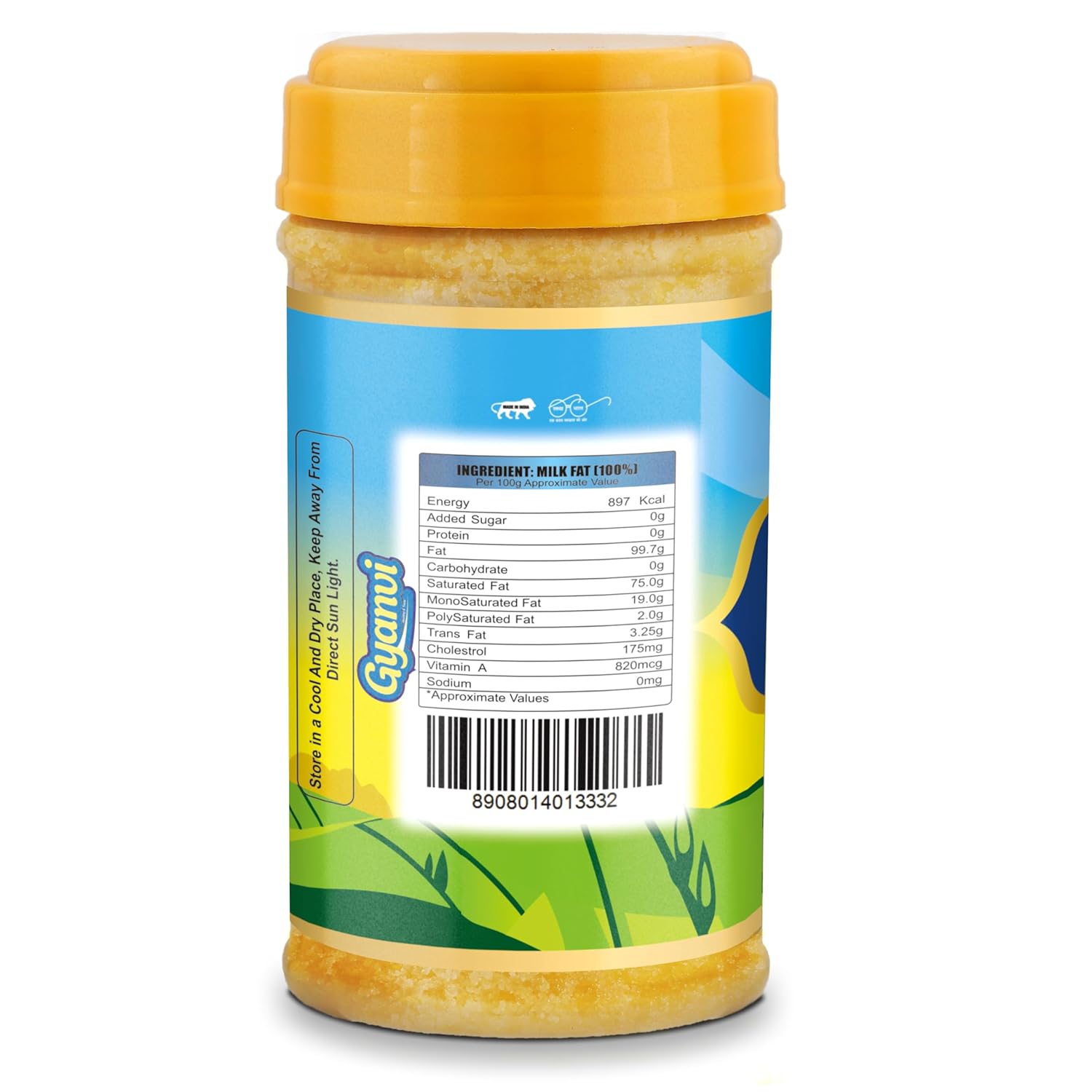 Pure Organic Desi Ghee By Gyanvi | High In Nutritious & Healthy Pure Desi Ghee For Used For Sweets | 3 Litre (1 Litr * 3) 101.4 Ounce | Plastic Bottle