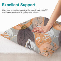 Microfiber Square Pillow Cushion For Sofa & Bed, Grey Color - 24 X 24 Inch | Printed - Brown Leaf, Soft, Comfortable Pillow, Back, Neck Support | Breathable, Removable Cover - Set Of 1