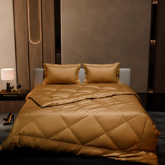 Comforter Set With Double Bedsheet & Pillow Covers - 90 X 100 Inches, Gold | Complete Bedding Set, Ideal Gifts For Couples, Bedroom Home Furnishing, Date Night