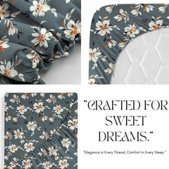 Cotton Fitted Bedsheets With 2 Pillow Covers For King Bed | Size 78x72+10 Inches, Grey & White | Soft, Durable & Deep Pocket 360 Fitted Sheet