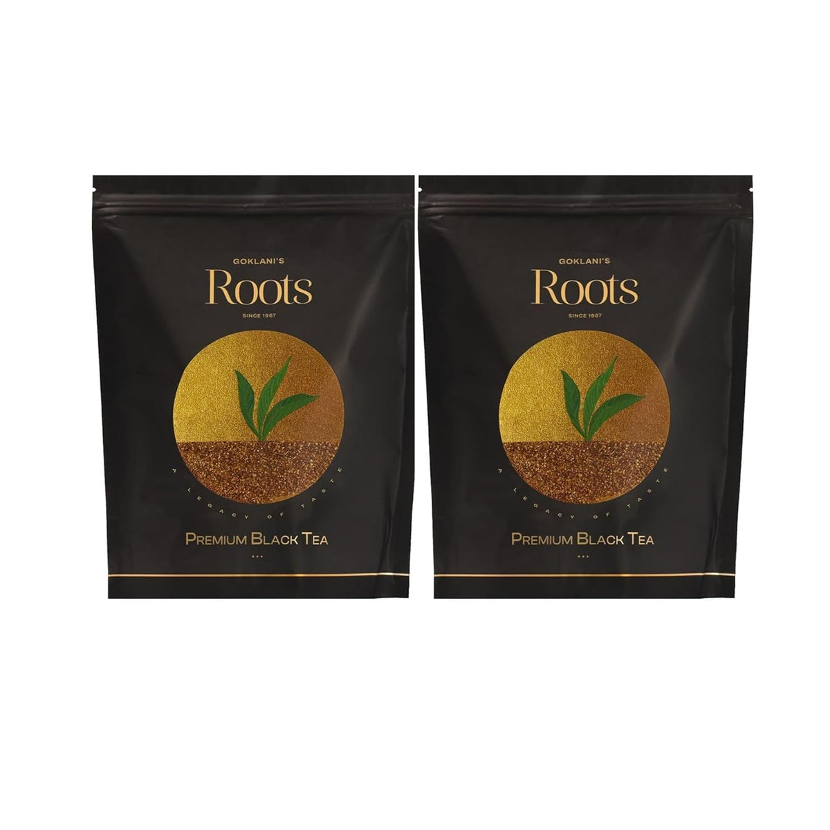 Goklani's Roots Premium Black Tea - Pack Of 2 X 500gm, 17.6 Ounce Each | Pure Handpicked CTC Leaves - Authentic Indian Smooth Flavor & Robust Taste | Medium Caffeine, Additives Free