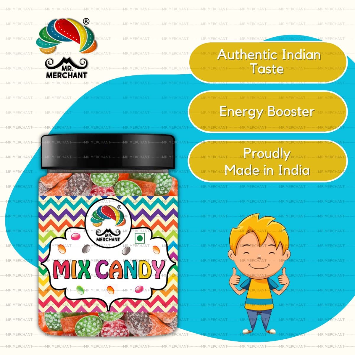Mr. Merchant Mix Candy (Orange, Paan, Kala Khatta, Kacchi Kairi) 300gm,