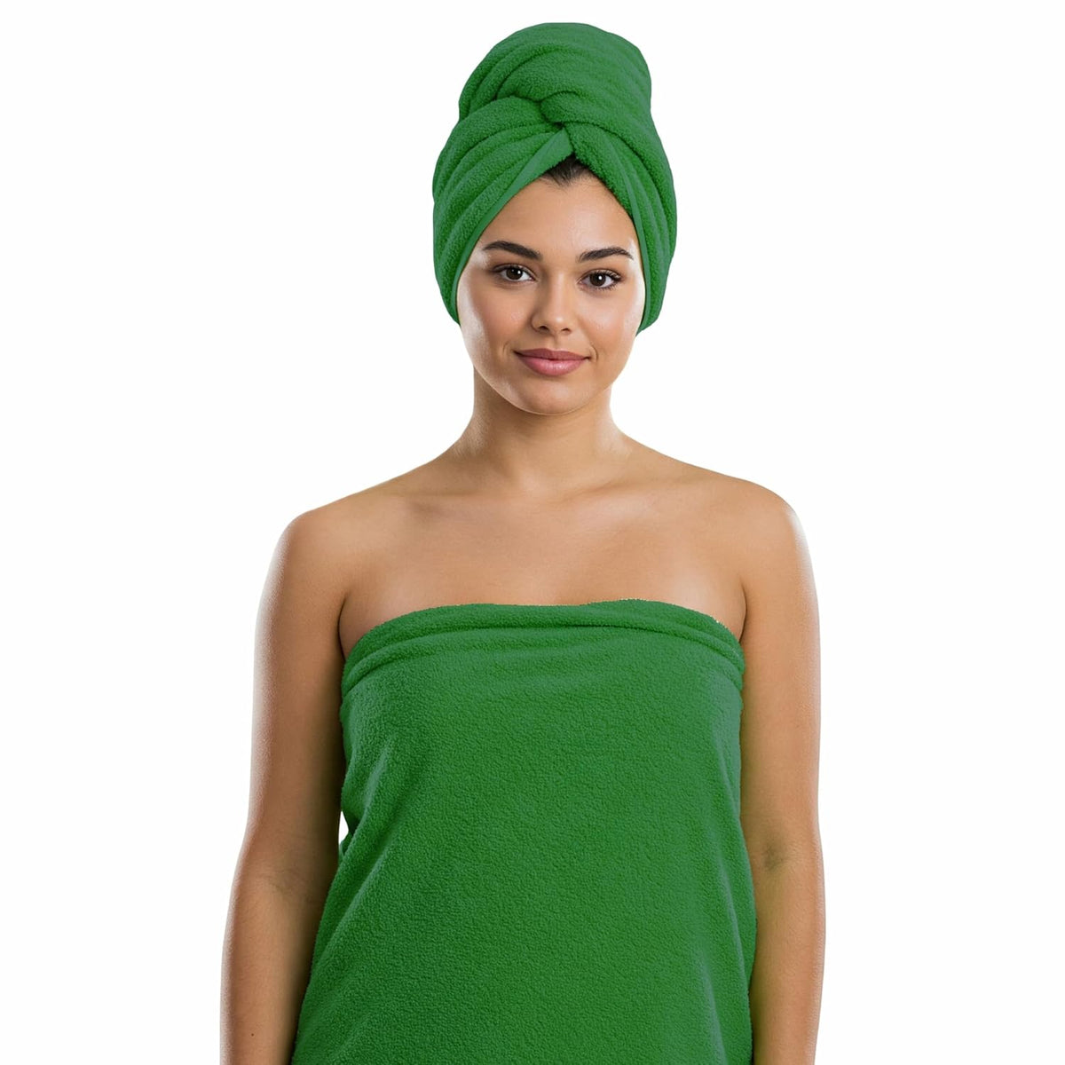 Eco Sense Body Wrap Bath Towel 300 Gsm With A Free Hair Wrap Towel- Adjustable, Soft, Super Absorbent To Quick Drying - Microfibre (Natural Green)