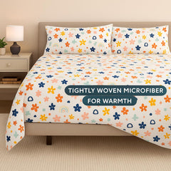Microfibre Bedsheets For Double Bed Include Pillow Covers Double Size - 90 X 100 Inch, Multicolor | Soft Bedsheet - Rainbow Splash Theame
