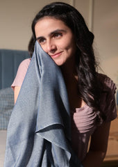 Aero Weav Ultra Lightweight Bamboo Bath Towel 200gsm | Compact, Portable & Less Than Skin-Friendly & Eco-Friendly Travel Towel (Terracotta & Denim Blue)- Pack Of 2