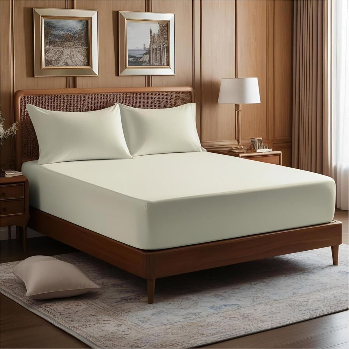 All Round Elastic Fitted Single Bedsheets With 2 Pillow Cover - 36 X 72 Inches, Ivory | Ideal For House, Hotel, Guest House | Good For Daily Use