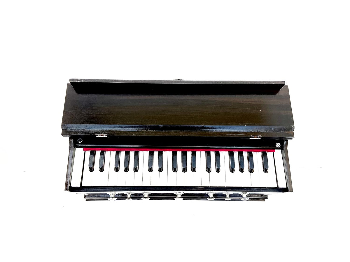Musical Instrument Harmonium - 39 Keys, Double Bellow, 3 1/4 Octave, 7 Stopper, Two Reeds (Base- Male) | Two Side Carry Handles, Jaali Frame On Keys