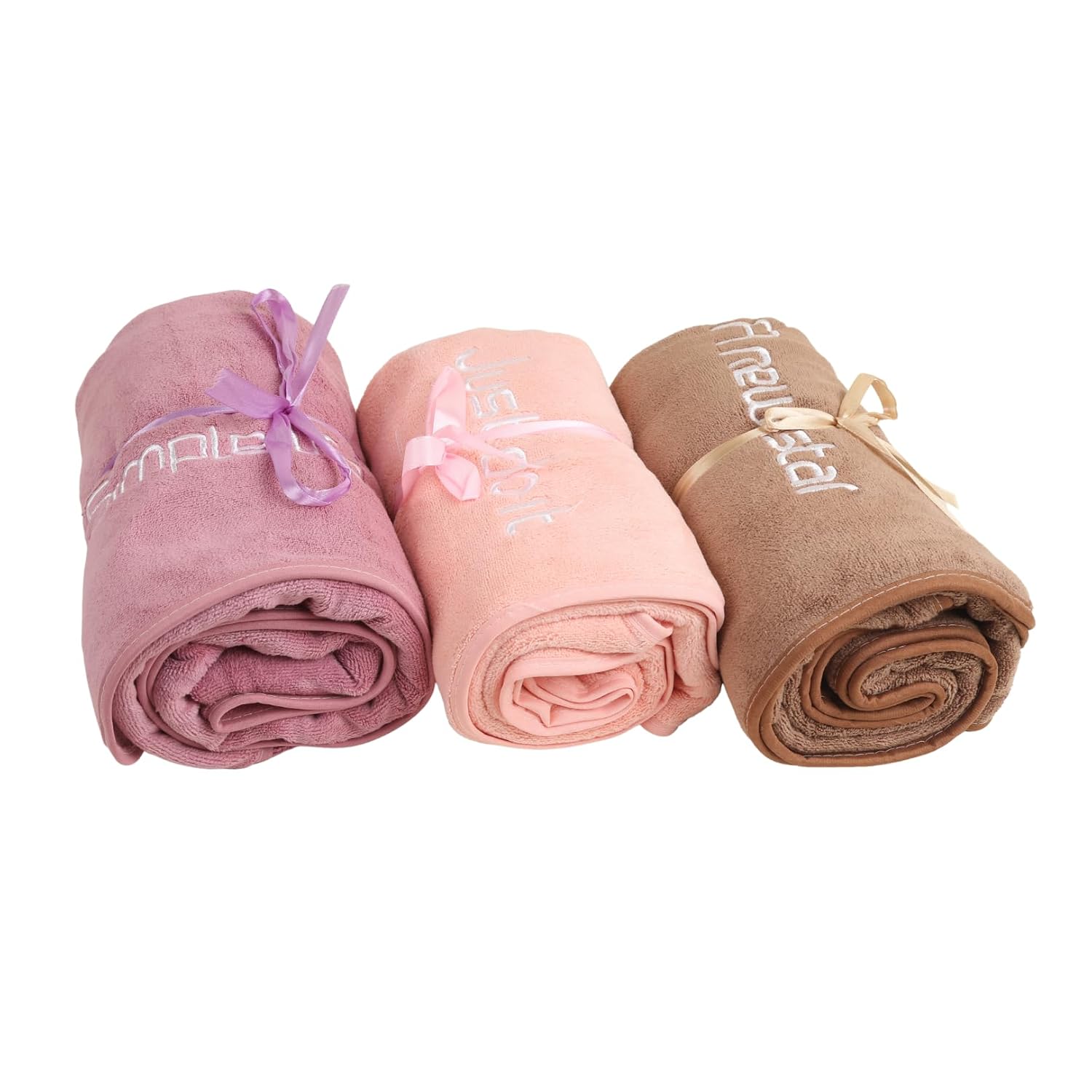 Hanker Premium Microfiber Bath Towel Large Size 500gsm | Multipurpose Use Gym, Bath, Beach, Swimming, Workout Towel (Peach, Brown & Purple)- Pack Of 3