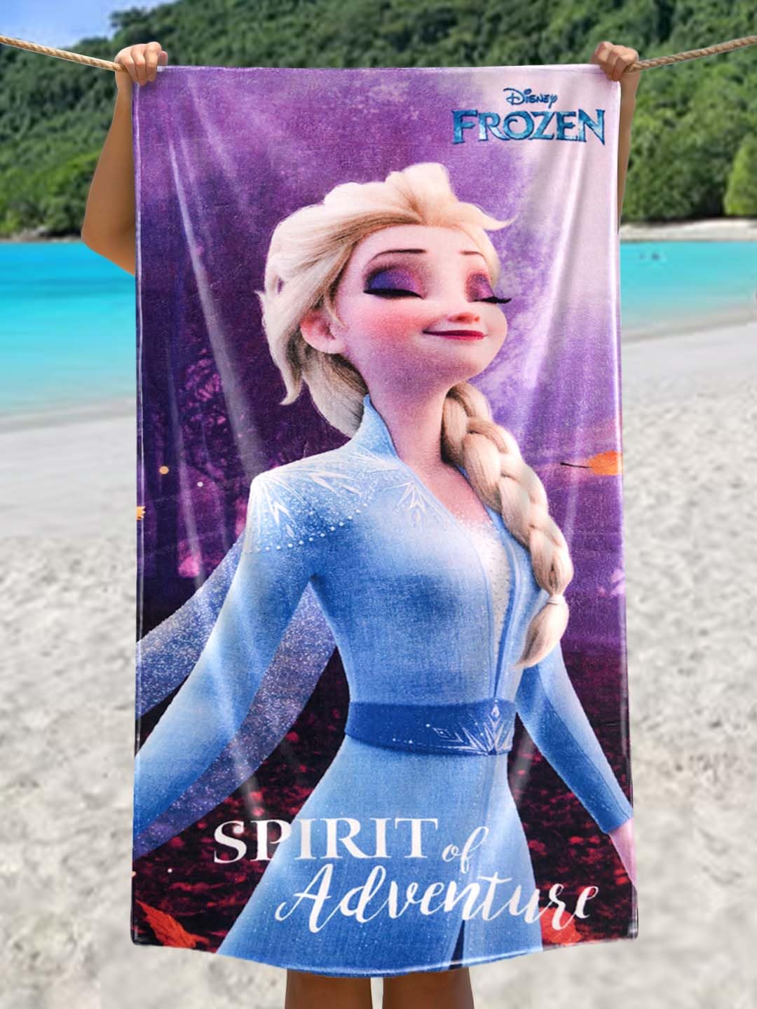 Athom Living Frozen Elsa Design Kids Cotton Bath Towel 300 Gsm | Soft & Skin-Friendly, Quick Absorbent, Lightweight, Durable, Easy Care Washable Towel