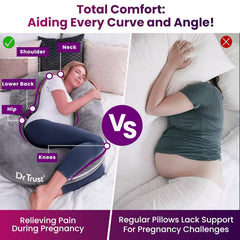 Maternity Pillow For Pregnancy Sleeping, C Shape Full Body Cushion, Grey | For Pregnant Women To Sit & Sleep Comfortable | For Sitting, Belly Support, Back Pain, Adjustable - Pack Of 1