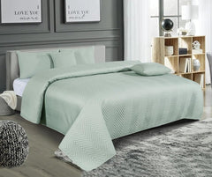 Luxurious Bedsheet For Double Bed With 2 Pillow Cover + 2 Cushion Cover - 90 X 100 Inches, Pista Green | All Weather 5 Pcs Glace Cotton Ultrasonic TC - 280