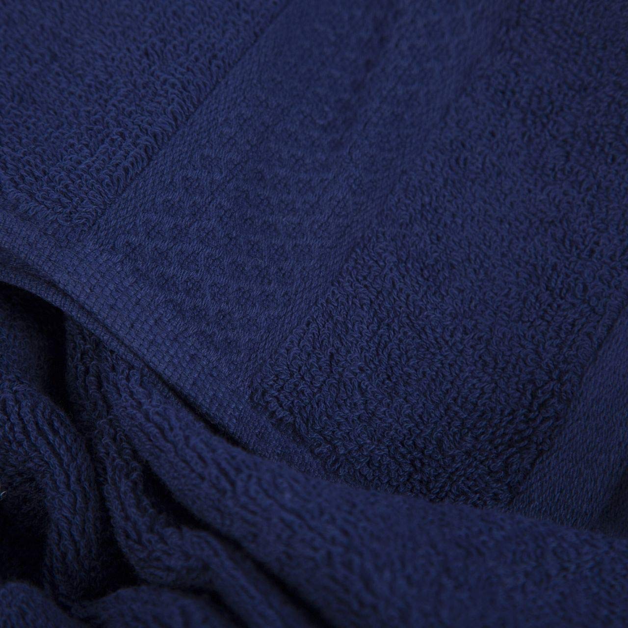 Divine Overseas Cotton Yarn Soft Extra Absorbent & Durable Gsm 1200 Face Towel Set (Navy Blue) - Pack Of 6