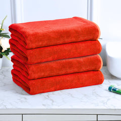 Black Gold The Finer Touch Premium Microfiber Bath Towels 1600 Gsm | Lightweight Ultra-Soft Fade Resistant (Red) - 4 Pcs