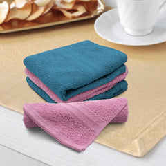 Sassoon Anatolia 4 Piece Cotton Face Towel 500 Gsm (Pink & Teal)