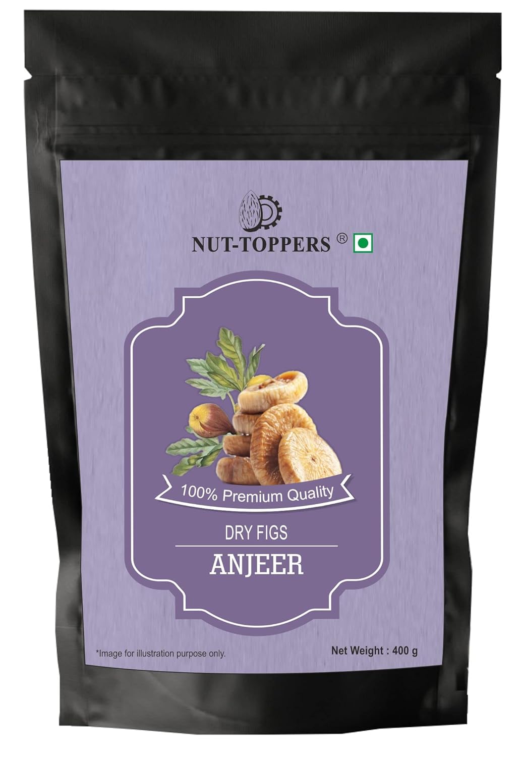 100% Pure Dry Figs Anjeer By Nut Toppers 400gm, | Natural Rich In Iron, Fibre & Vitamins Fig Dry Fruits For Helps In Weight Reduction| 14.1 Ounce