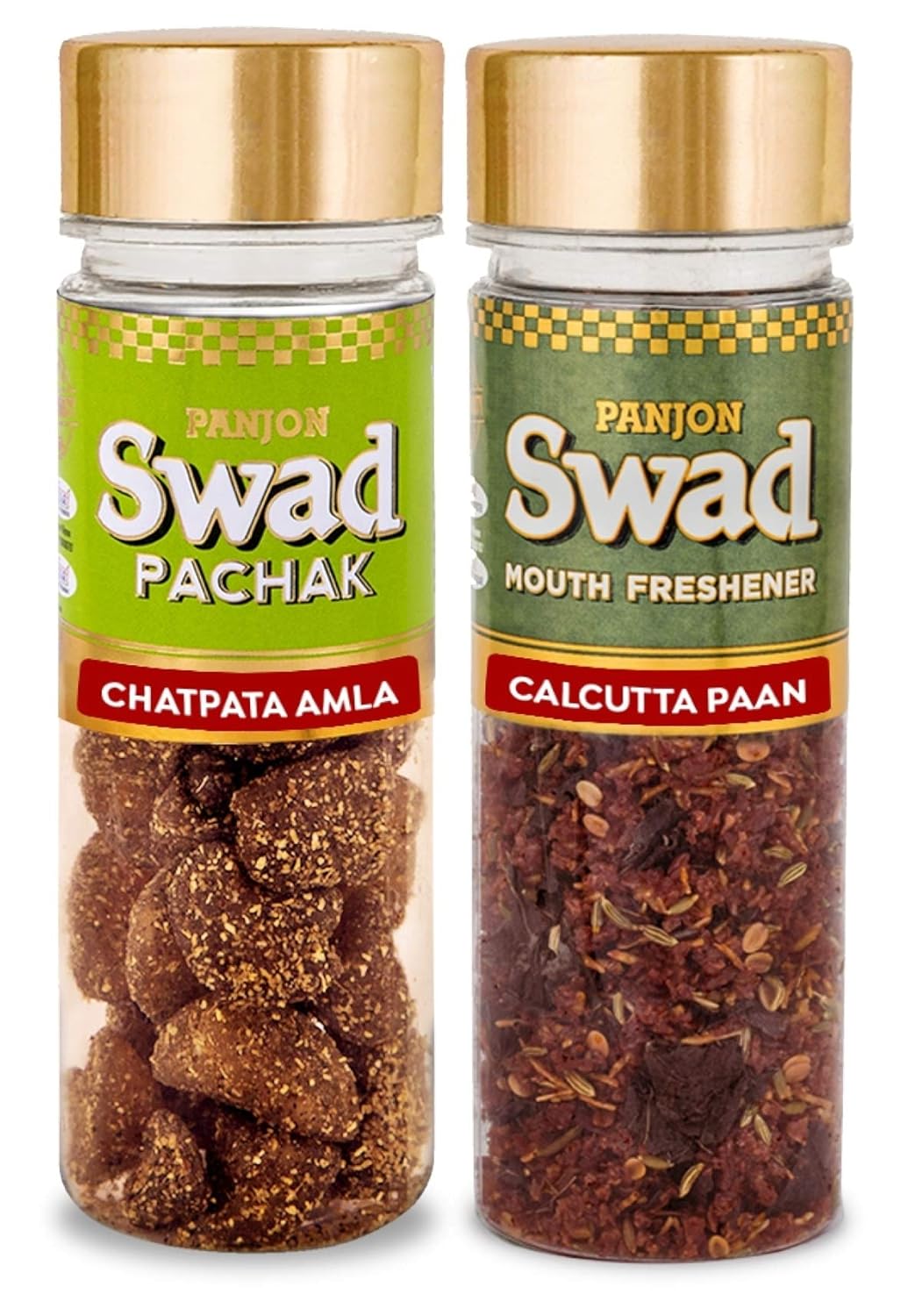 Panjon Swad Chatpata Amla & Calcutta Paan Mouth Fresheners 2 Bottles 215gm,