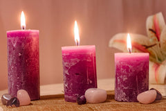 LAVENDER MARB FRAGRANCE PILLAR CANDLE SET OF 3 PERFECT FOR COUPLES DATE CANDLES