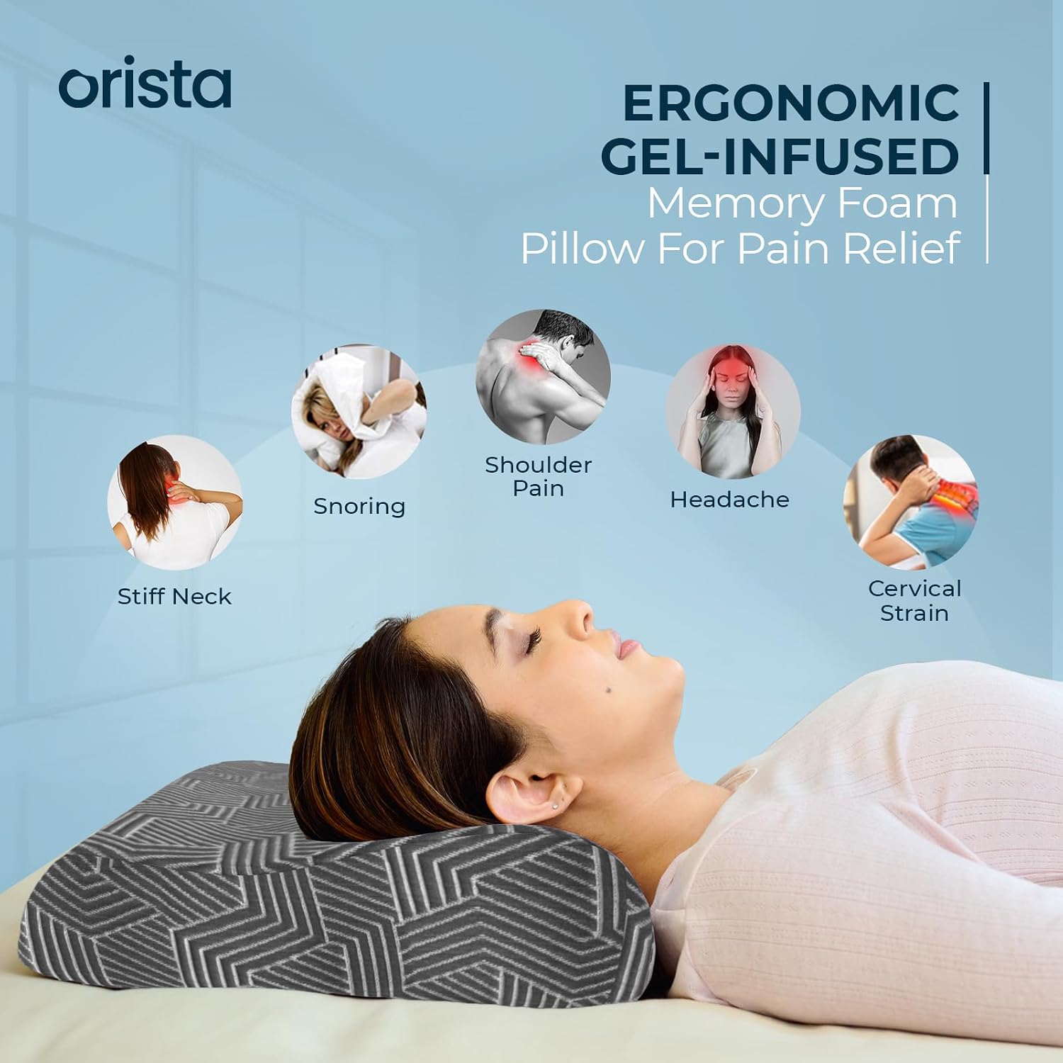 Contour Memory Foam Pillow, Orthopedic Pillow For Sleeping, Grey - 23 X 14 X 4.5 Inch | Cervical Pillow For Neck & Shoulder Support, Improves Posture & Spinal Alignment - Set Of 2