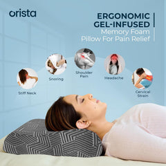 Contour Memory Foam Pillow, Orthopedic Pillow For Sleeping, Grey - 23 X 14 X 4.5 Inch | Cervical Pillow For Neck & Shoulder Support, Improves Posture & Spinal Alignment - Set Of 2