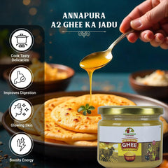 Pure A2 Desi Ghee By Annapurna Lakdi Ghana | High In Protein Fiber & Nutrients Healthy Desi Ghee Good For Taste | (300ml) 10.1 Ounce | Jar Pack