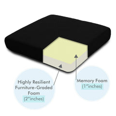 Memory Foam Slim Lumbar Support Pillow & High Resilience Pillow, Black & White | Chair Square Cushion | Helps Relieve Lower Back Pain Or Even Coccyx Pressure, Lightweight - Combo Set Of 2