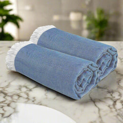 Heelium 100% Bamboo Bath Towel 800 Gsm | Ultra Soft & Lightweight Highly Absorbent & Fast Drying Turkish Bath Towel (Pack Of 2)- Navy Blue