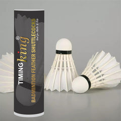 Timing king Badminton Feather Shuttlecock Gold Series For Practice & Tournaments | White , Pack Of 10