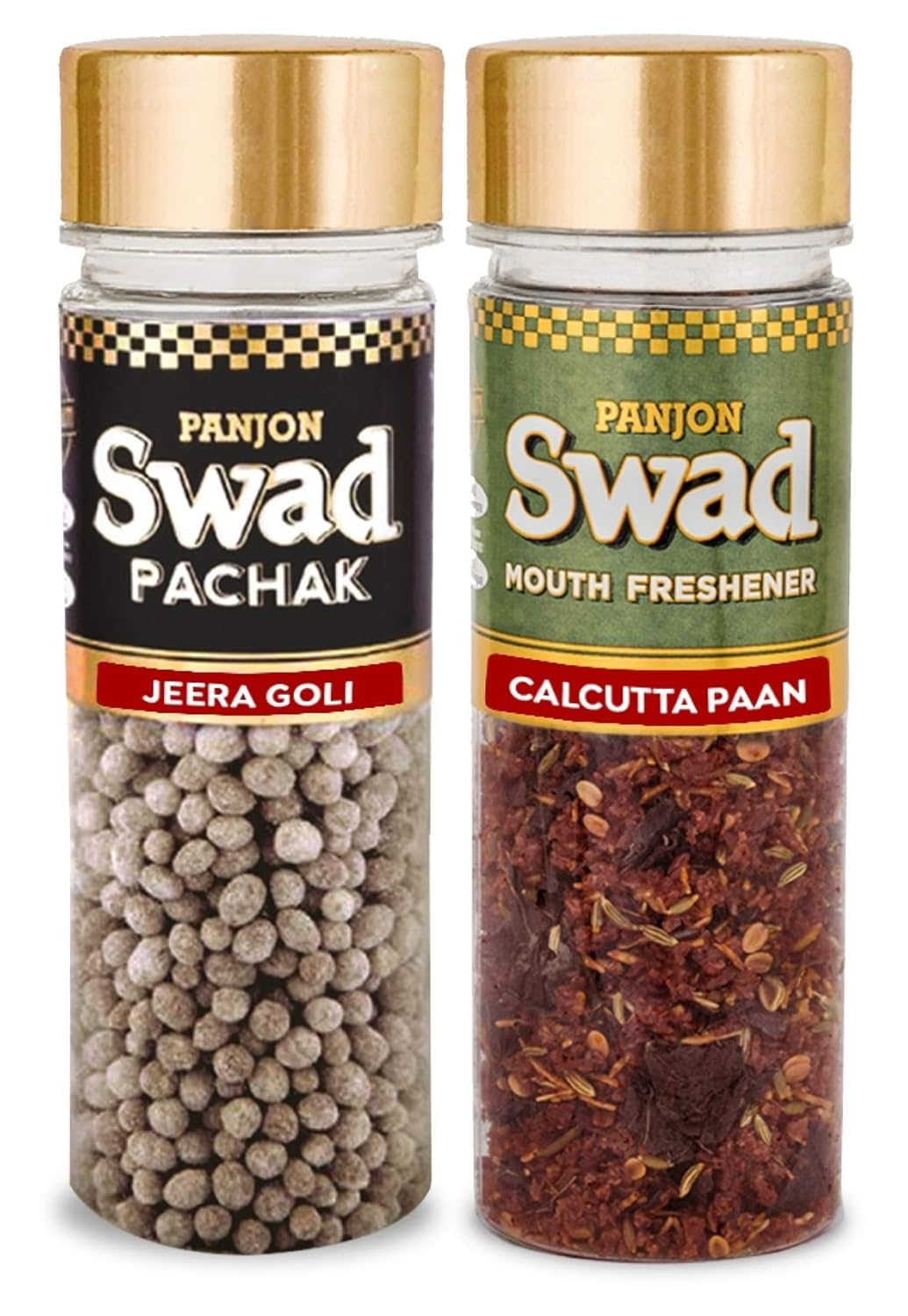 Panjon Swad Jeera Goli & Calcutta Paan Pachak Mouth Fresheners 240gm, (120gm *2 Bottles)