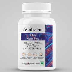 ?Meibotan Best Men's 100 Billion Probiotics With Digestive Enzymes & Herbal Extract For Immunity Support Increases Muscle & Strength, Weight Management | 60 Veg Capsules, 100gm 0.2lbs