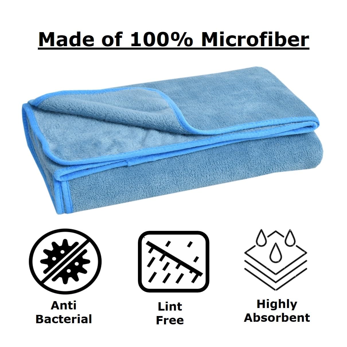 Cotton Bolls Microfiber Large Bath Towel 800 Gsm | Quick Dry Super Soft Higly Absorbent Lint Free Bath Towel For Men & Women, Travel, Gym, Beach, Pool, Yoga (Aqua)