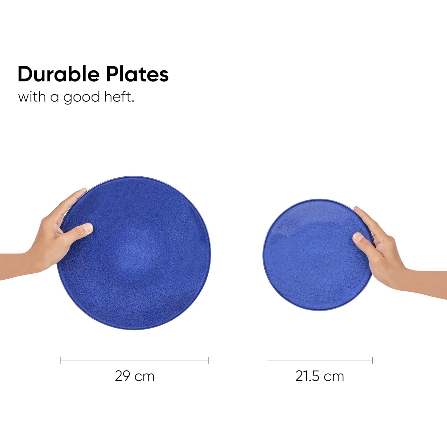 Ceramic Dinner Set Of 21 Pcs, Blue Reactive | Crockery Set - Dining Sets Crockery Items | 6 Dinner Plates+ 6 Quarter Plates+ 6 Veg Bowls, 220ml Each+ 2 Medium Bowls, 850ml Each+ 1 Large Bowl, 1400ml