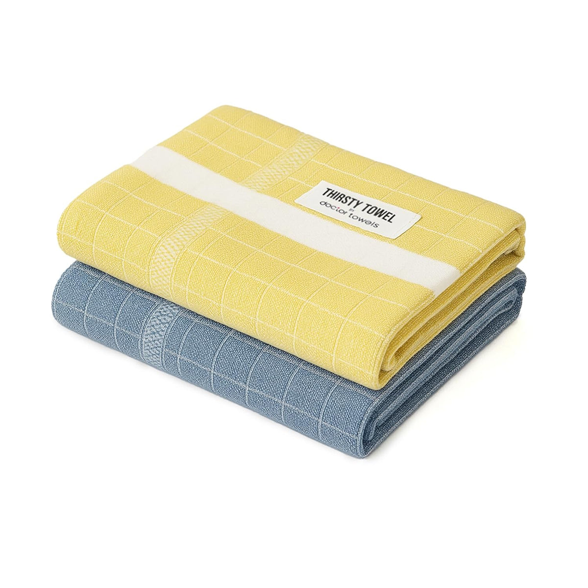 Thirsty Towel Cotton Bath Towel 400 Gsm | Super Soft & High Absorbency Towels, Quick Dry Bath Towels Large Size Pack Of 2 (Yellow & Blue)