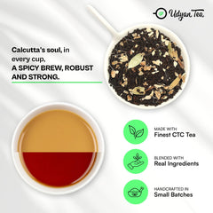 Udyan Tea Calcutta Street Chai - 250gm, 8.8 Ounce | Made With Ginger, Cardamom, Nutmeg - Helps In Digestion & Reduces Stress | Preservative-Free, No Added Sugar, High Caffeine