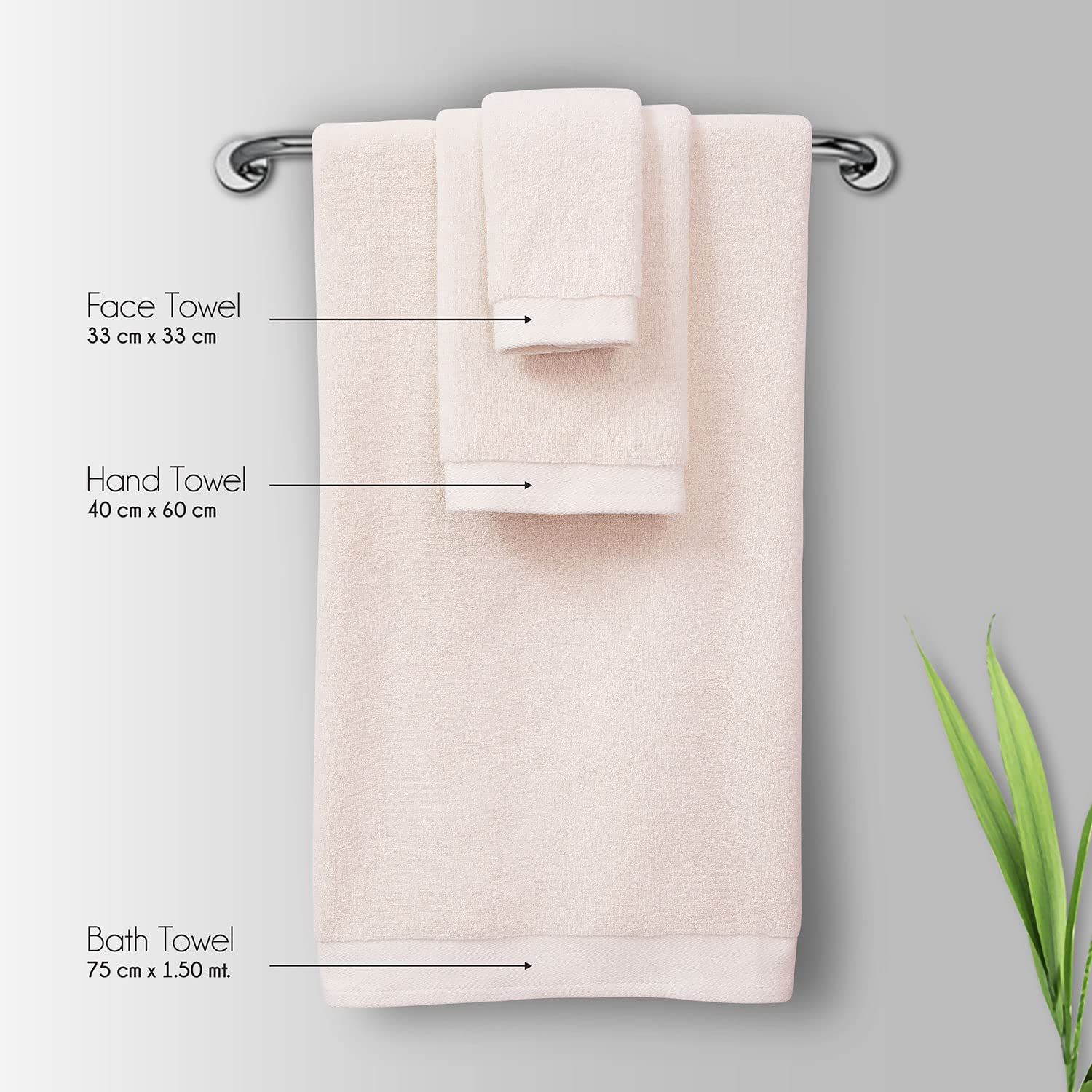 Spread Spain Resort Luxurious Cotton Towels 720 Gsm | Bath, Hand & Washcloth Towels Sets Of 3 Super Softness & Absorbent (Ash Rose)