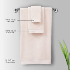 Spread Spain Resort Luxurious Cotton Towels 720 Gsm | Bath, Hand & Washcloth Towels Sets Of 3 Super Softness & Absorbent (Ash Rose)