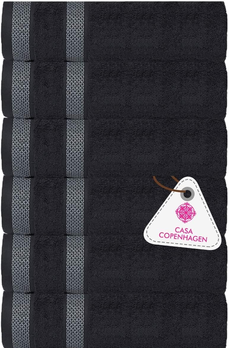 Casa Copenhagen Egyptian Cotton Solitaire Hand Towel 740 Gsm (Pine Grey)- Pack Of 6