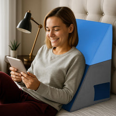 Wedge Memory Foam Pillow, Back Support Pillow For Bed, Grey & Blue Gel | Acid Reflux, Snoring, Gerd, Leg Elevation, Pregnancy Support For Sitting & Sleeping | Adjustable Wedge Pillow