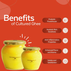 Natural Cultured Cow Ghee By Provilac | Rich In Vitamin A, D & K Healthy Vedic Bilona Method Pure Desi Ghee | (500ml) 16.9 Ounce | Jar Pack