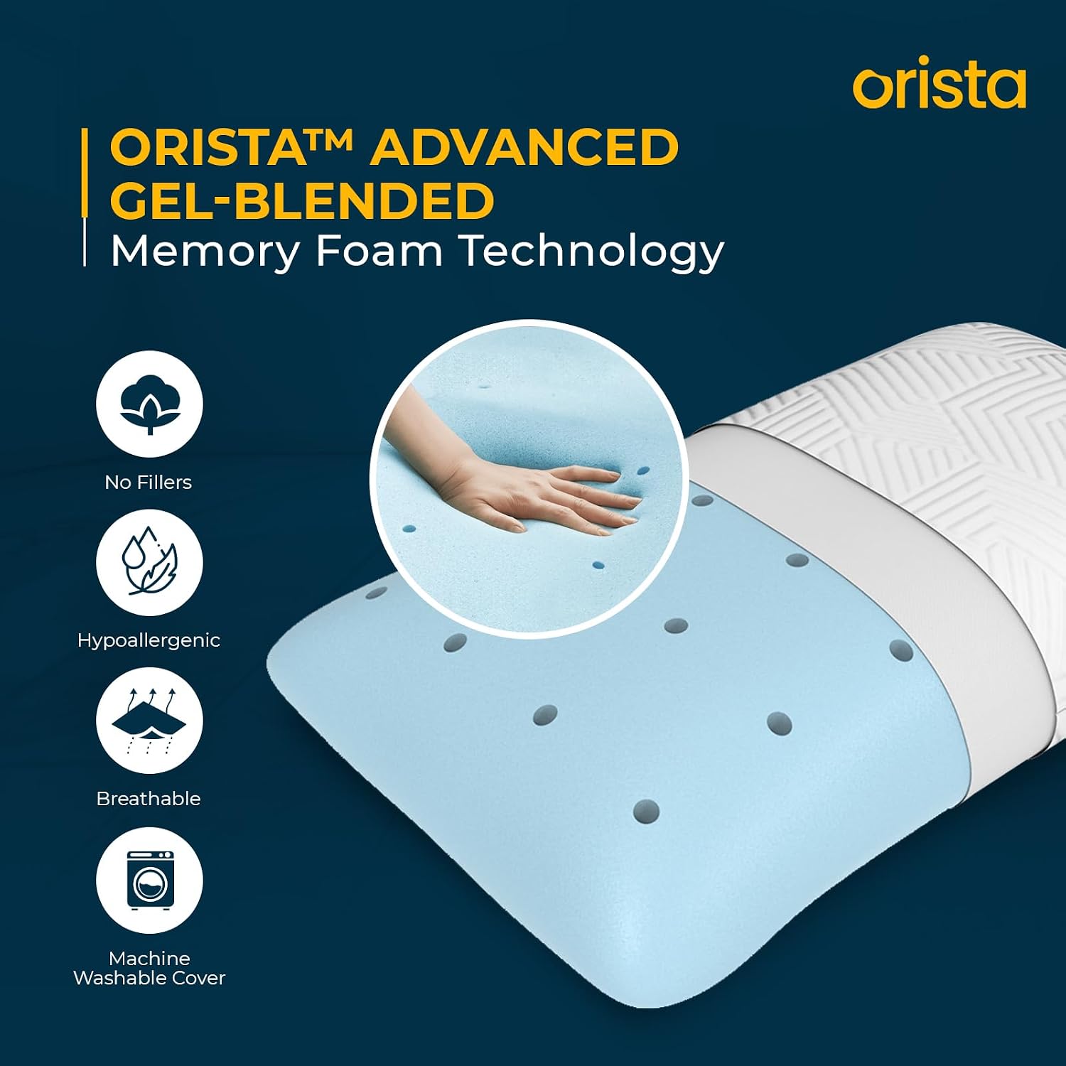 Advance Gel Blended Memory Foam Pillow, For Pain Relief, White, Queen Size - 21 X 14 X 4.5 Inch | For Neck & Shoulder Pain Relief | Orthopedic Pillow For Back & Stomach Sleepers - Pack Of 2