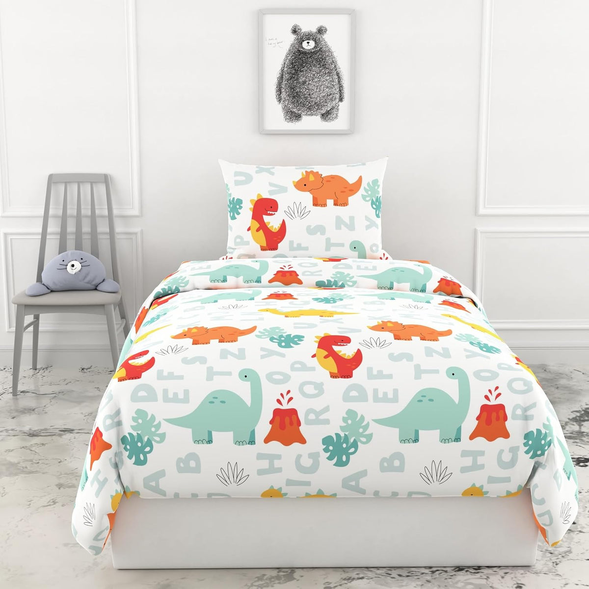 1 Single Bedsheet & 1 Pillow Cover - 54 X 84 Inches, Orange & Mint | Coordinated Look For Your Bedding | Durable & Easy To Maintain