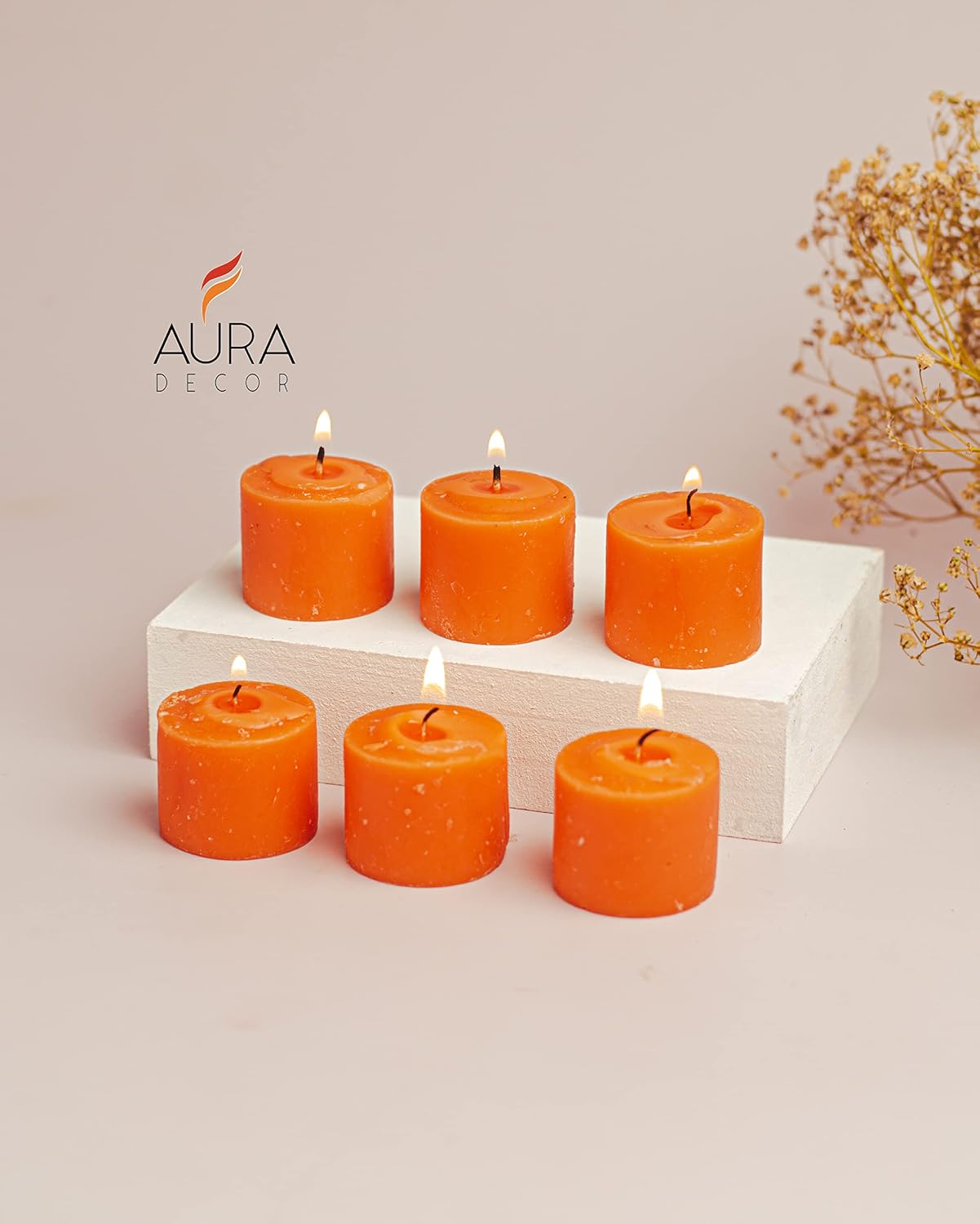 ORANGE FRAGRANCE MANDARIN VOTIVE CANDLE SET OF 12 PERFECT FOR DIWALI GIFT CANDLE