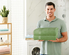 Tiqh 100% Cotton Bath Towel 600 Gsm | Highly Absorbent & Quick Dry Extra Large Bath Towel (Green)
