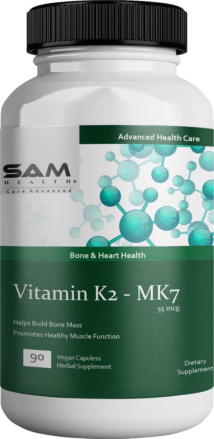 Sam Health Vitamin K2 - Mk-7 Bone & Heart Health | 90 Veg Capsules , 150gm 0.3lbs