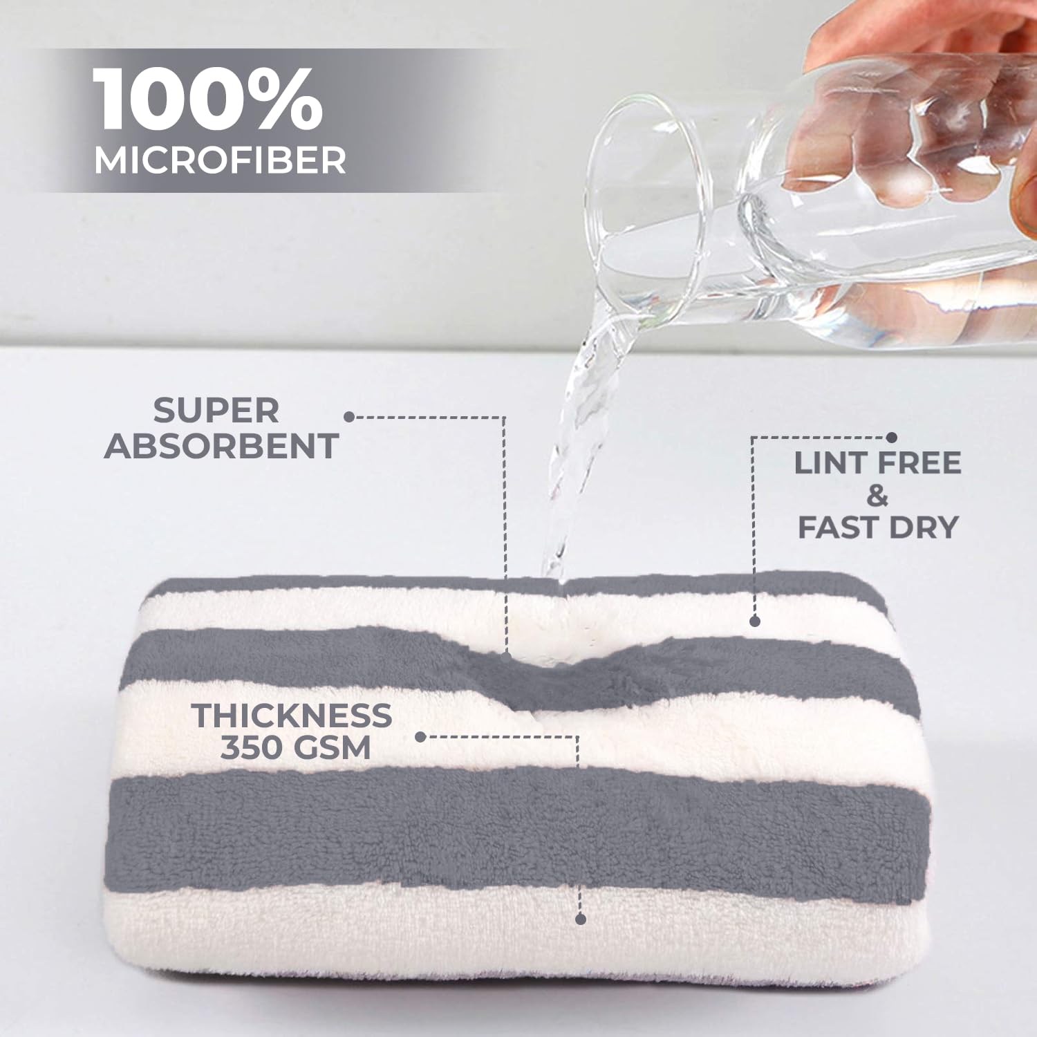 Maxoshine Microfiber Towels For Bath Large Size-Super Soft Coral Fleece Bathing Towel With Hook Quick Dry Super Absorbent-Bath Towel (Grey/Peach, Pack Of 2)